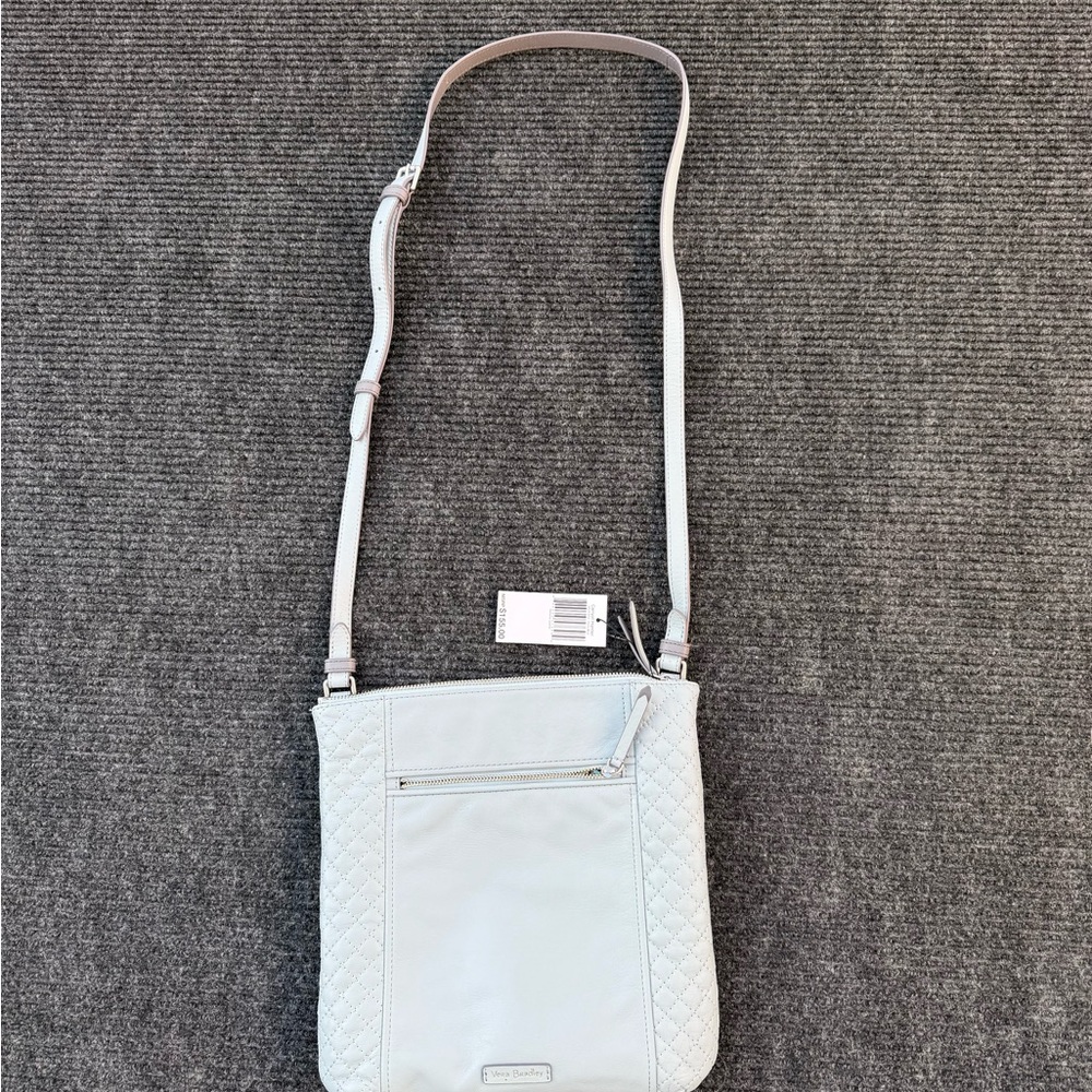 Vera Bradley Carryall Hipster Crossbody Bag - Genuine Leather in Dusty Blue
